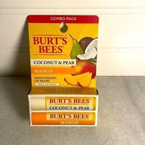 Burt's Bees Coconut & Pear / Mango Moisturizing Lip Balm 100% Natural 2pack